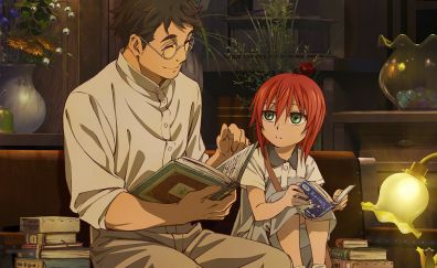 Chise hatori, anime girl, reading books