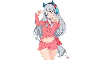Eromanga-sensei, anime girl, listening song