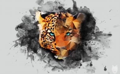 Leopard, muzzle, art, low poly