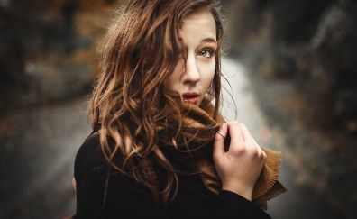 Hair on face, blonde, model