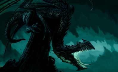 Black dragon, fantasy
