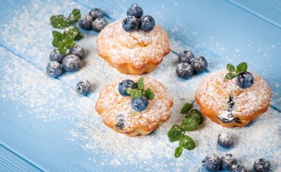 Pastry, baking, food, mint leaves, blueberry