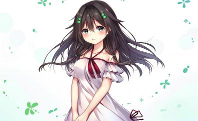 Cute anime girl, green eyes, original