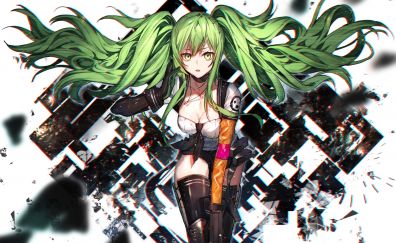 Girls Frontline, green hair, anime girl