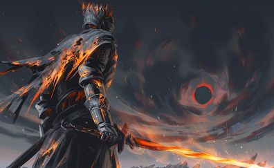 Dark Souls III, warrior, fire sword, fan art