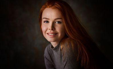 Red head, beautiful, smiling face