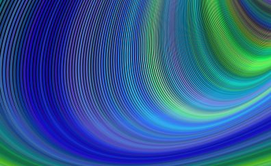Green blue curvy lines, colorful, abstract, digital art