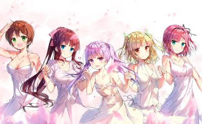 Aoba suzukaze, hajime shinoda, hifumi takimoto, momiji mochizuki, yun iijima, anime girls, fun, 4k