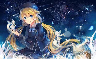 Blonde, curious, anime girl, fairy, original