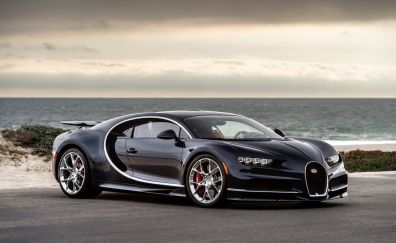 Black supercar, Bugatti Chiron, 4k