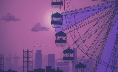 Ferris wheel, silhouette, art