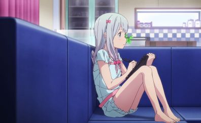 Cute anime, anime girl, Izumi Sagiri, sit
