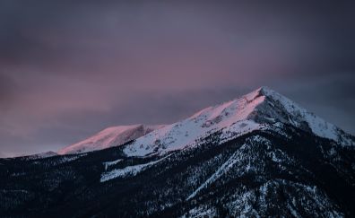 Snow mountains, clean sky, nature, 4k