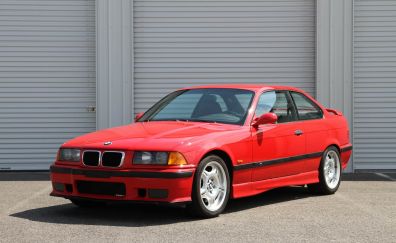 Red BMW M3 coupe, classic car