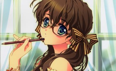 Blue eyes, anime girl, pencil, original
