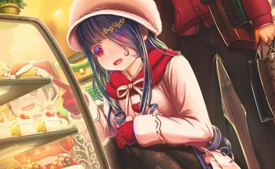 Cake shop, anime girl, cute, long hair, original, fun