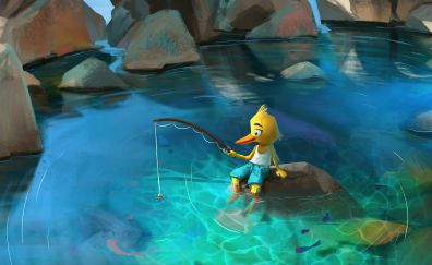 The fisherman duck, fantasy, artwork