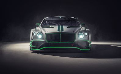 Bentley continental GT3, headlight, 2018 car, front, 4k