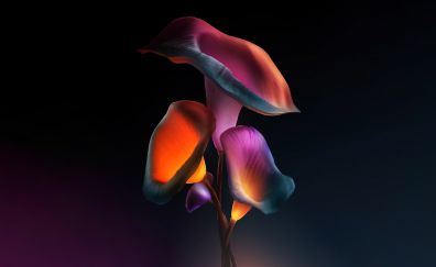 Iris flowers, dark glowing digital art