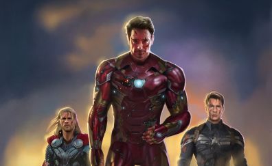 Iron man, captain america, thor, fan art, 4k