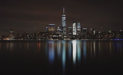 New york, city, night, reflections, 5k