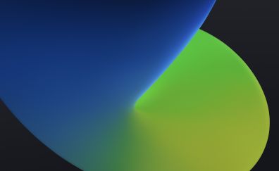 Blue-green shape, abstract, iPad OS 14