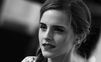 Emma Watson, moncohrome, face, 4k, 5k