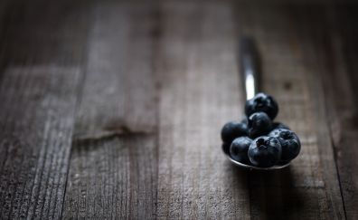 Spoon, blueberry, berries, fruits