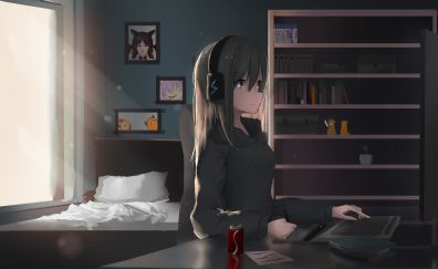 Original, anime girl, writing