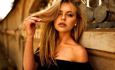 Blonde, girl model, stare