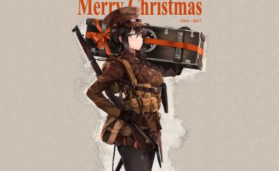 Soldier, anime girl, weapon box