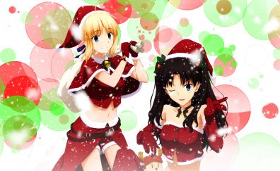 Christmas, fun, fate series, anime girls
