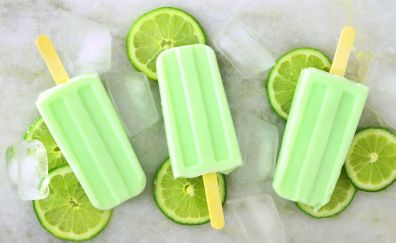 Green, Ice candies, lemon, slices