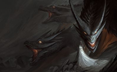 Dragon queen with dragons, art, game of thrones