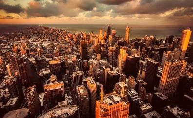 Chicago, city, buildings, skyscrapers, aerial view