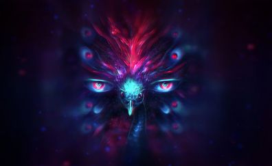 Eyes of animal, peacock, fantasy, art