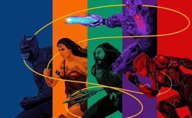 Justice league, batman, wonder woman, aquaman, cyborg, the flash, 5k