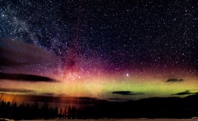 Colorful, Aurora Borealis, Northern Lights, night, lights, nature, stars