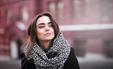 Winter, woman, portrait, scarf