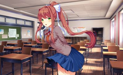 Monika, Doki doki literature club!, anime girl, classroom