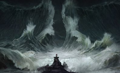 Sea waves, storm, artwork