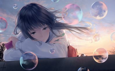 Bubbles, anime girl, cute, original