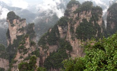 Zhangjiajie, cliffs, nature, fog