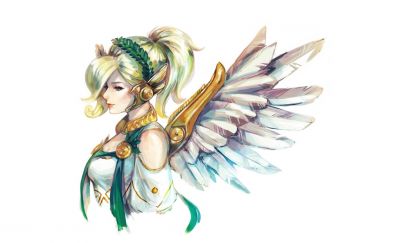 Mercy, angel, wings, overwatch, fan art