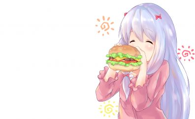 Eating burger, Eromanga-sensei, izumi
