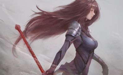 Long hair, anime girl, Scáthach, Fate/Grand Order, art