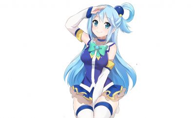 Blue hair anime girl, Aqua, Kono Subarashii Sekai ni Shukufuku wo!
