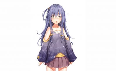 Cute, blue hair anime girl, original