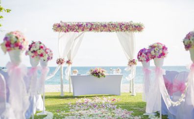 Wedding, decorations, flowers, beach