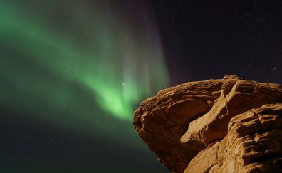 Aurora Borealis, Northern Lights, Lights, cliff, night